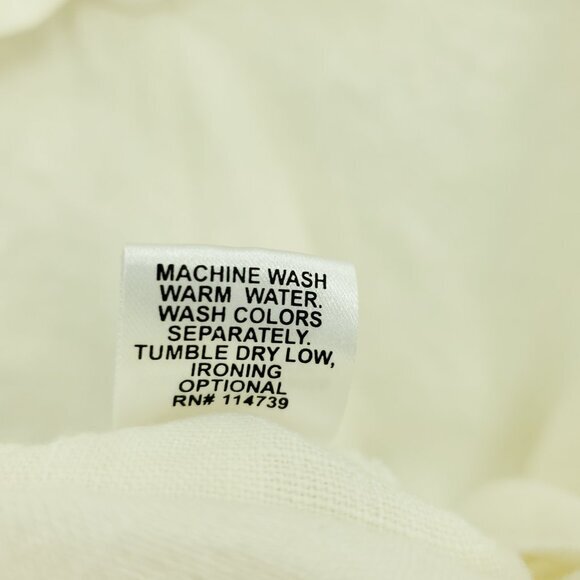 Flax 100% Linen Collared Sleeveless Top S Cream/Off-White - Picture 11 of 11